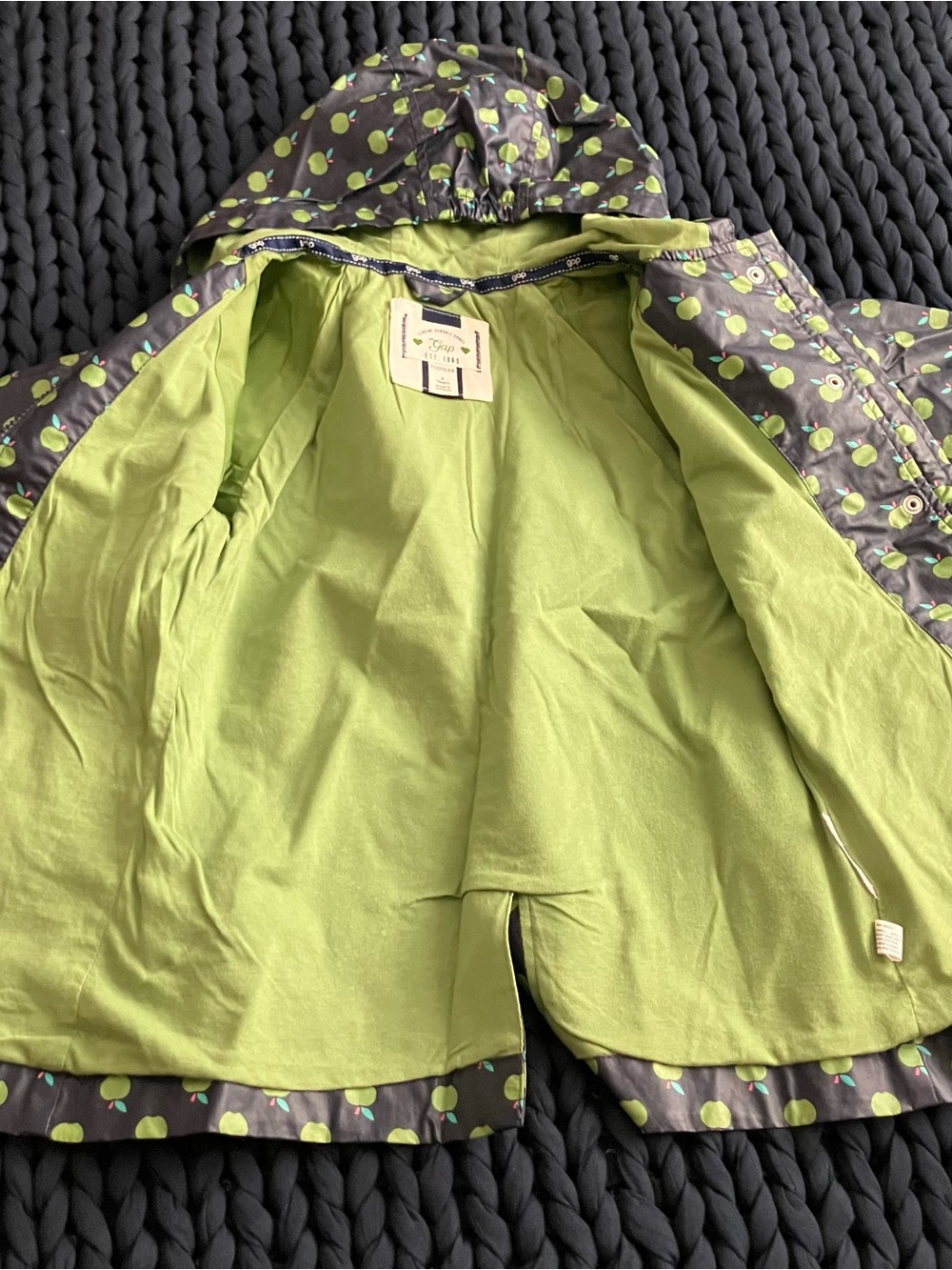 Kids Green and Navy Blue Raincoat - Picture 6 of 7